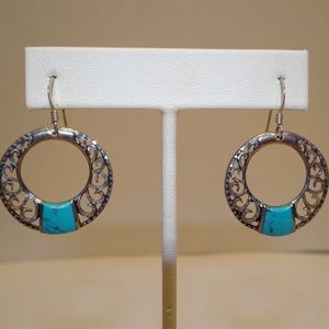 Silver Cloud Filigree & Turquoise Earrings